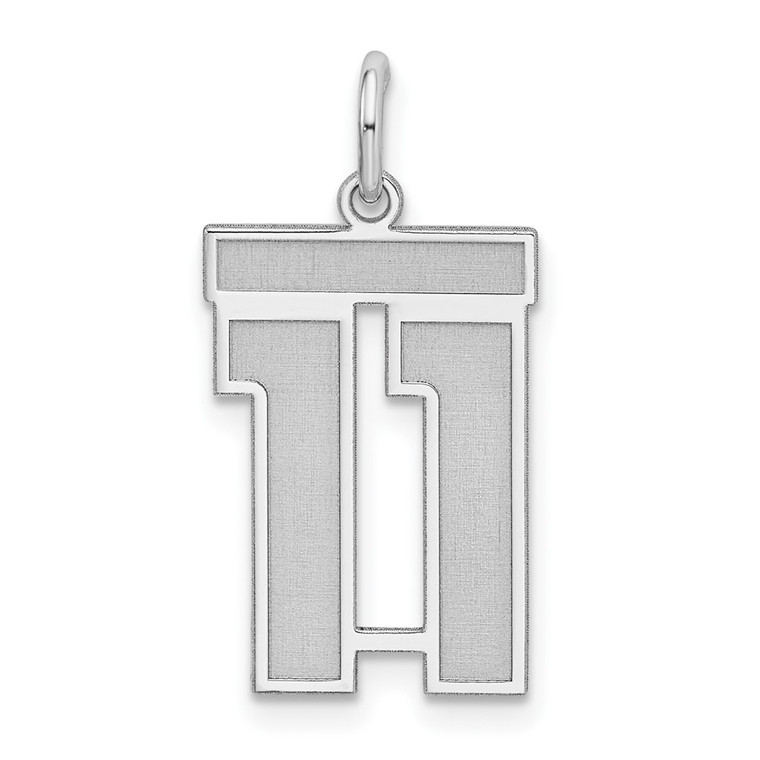Sterling Silver/Rhodium-plated Satin Number 11 Charm - QP-8267BD63-4027