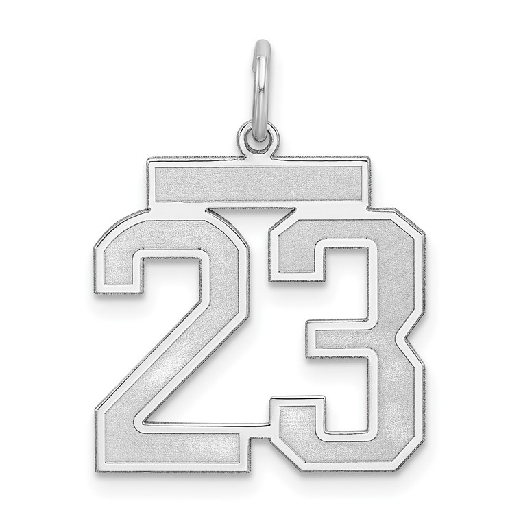 Sterling Silver/Rhodium-plated Satin Number 23 Charm - QP-22B548F9-9106