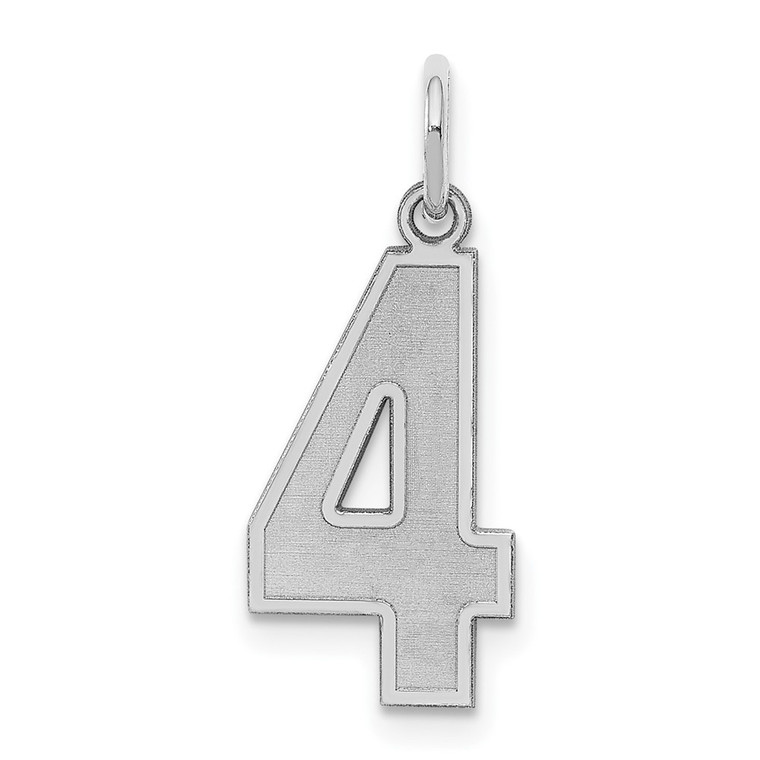 Sterling Silver/Rhodium-plated Satin Number 4 Charm - QP-F95249ED-4086