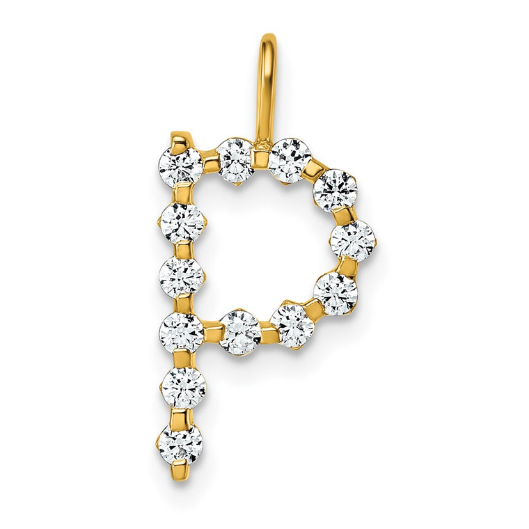 True Origin 14k 3/8 carat Lab Grown Diamond VS DEF Alphabet P Pendant