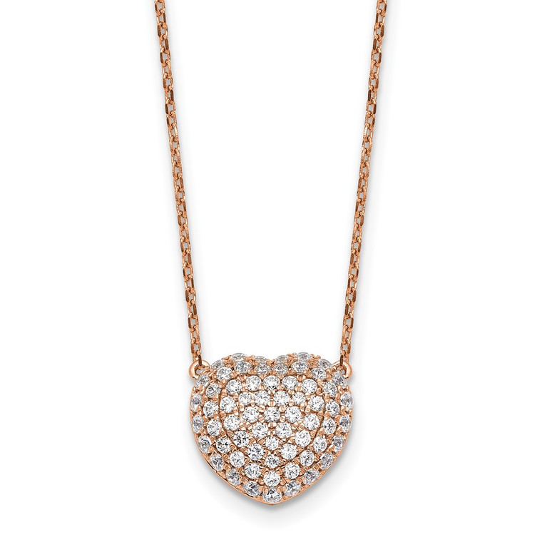 True Origin 14k Rose Gold 3/4 carat Lab Grown Diamond VS DEF 18 inch Heart Necklace