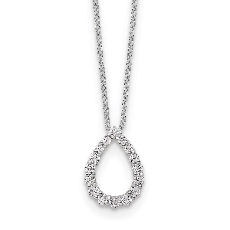 True Origin 14k White Gold 1/3 carat Lab Created Diamond VS DEF 18 inch Fancy Teardrop Necklace