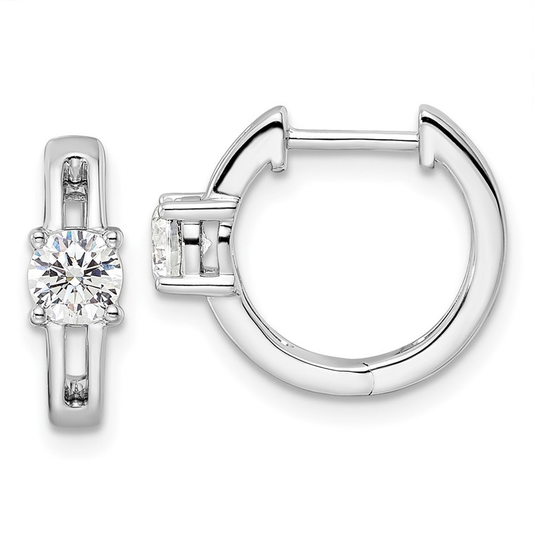 True Origin 14k White Gold 5/8 carat Lab Grown Diamond VS DEF Hinged Hoop Earrings - EM-93E91922-2112
