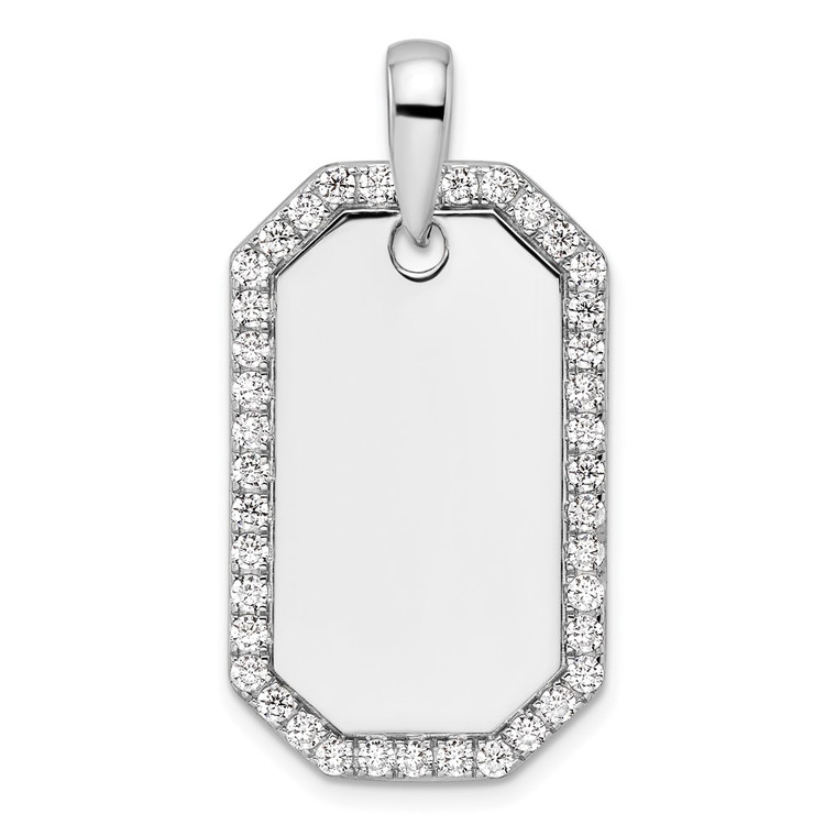 True Origin 14K White Gold Men's 1 carat Lab Grown Diamond VS D E F  Dog Tag Pendant - PM-7DD27077-5515