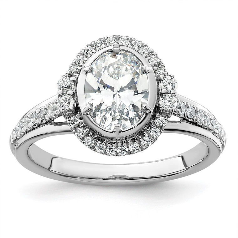 True Origin White Gold 1/3 carat Lab Grown Diamond VS  D E F  Semi Mount Oval Fancy Halo Engagement Ring