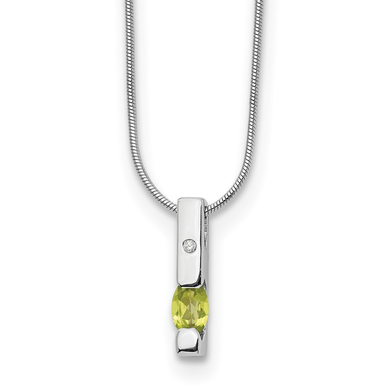 White Ice Sterling Silver Rhodium-plated 18 inch Diamond and Peridot Necklace with 2 inch Extender - QW-207C2A69-2805