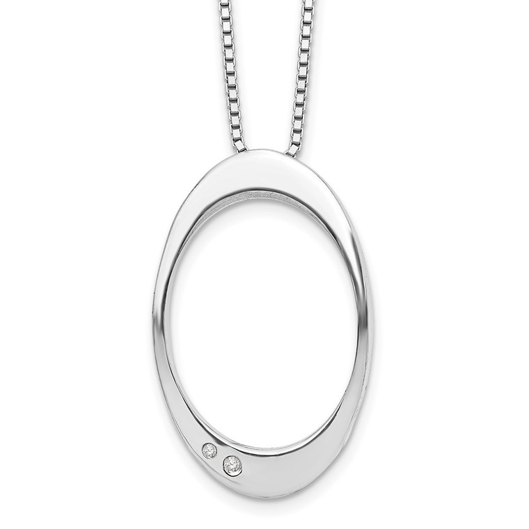 White Ice Sterling Silver Rhodium-plated 18 Inch Diamond Open Oval Necklace with 2 Inch Extender - QW-2329590A-8977