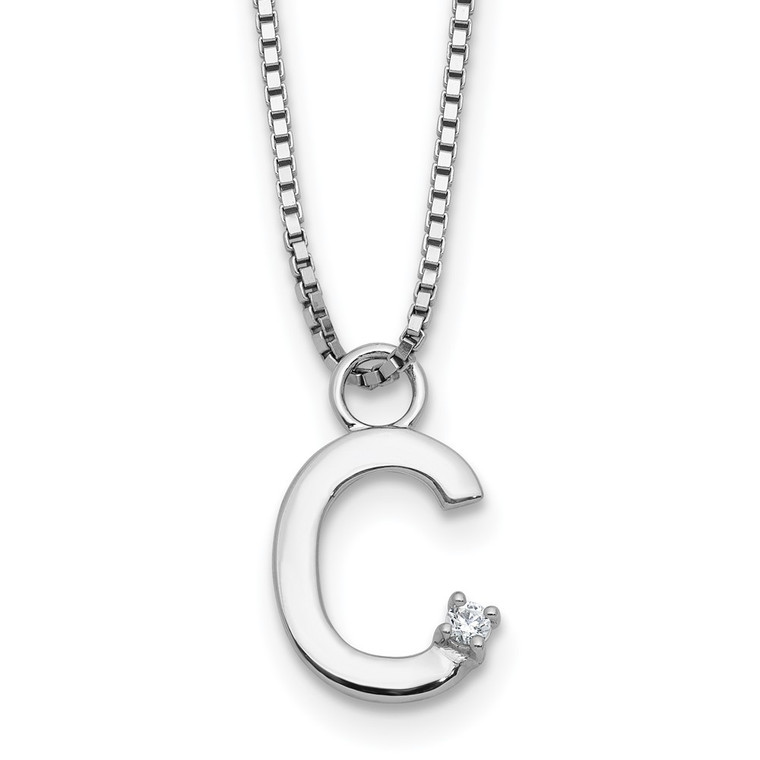 White Ice Sterling Silver Rhodium-plated 18inch Diamond Letter C Initial Necklace plus 2 inch Extender