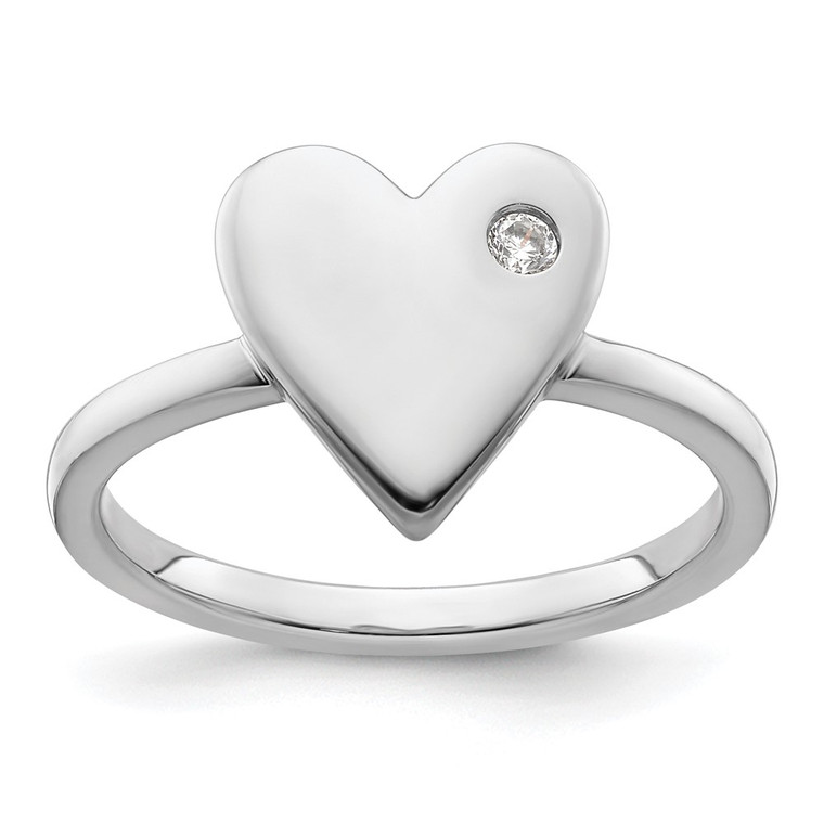 White Ice Sterling Silver Rhodium-plated Diamond Heart Ring - QW-CBBBE7E7-8111