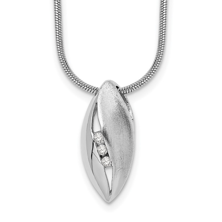 White Ice Sterling Silver Rhodium-plated Satin and Polished 18 Inch Diamond Necklace with 2 Inch Extender - QW-535ACF69-5432