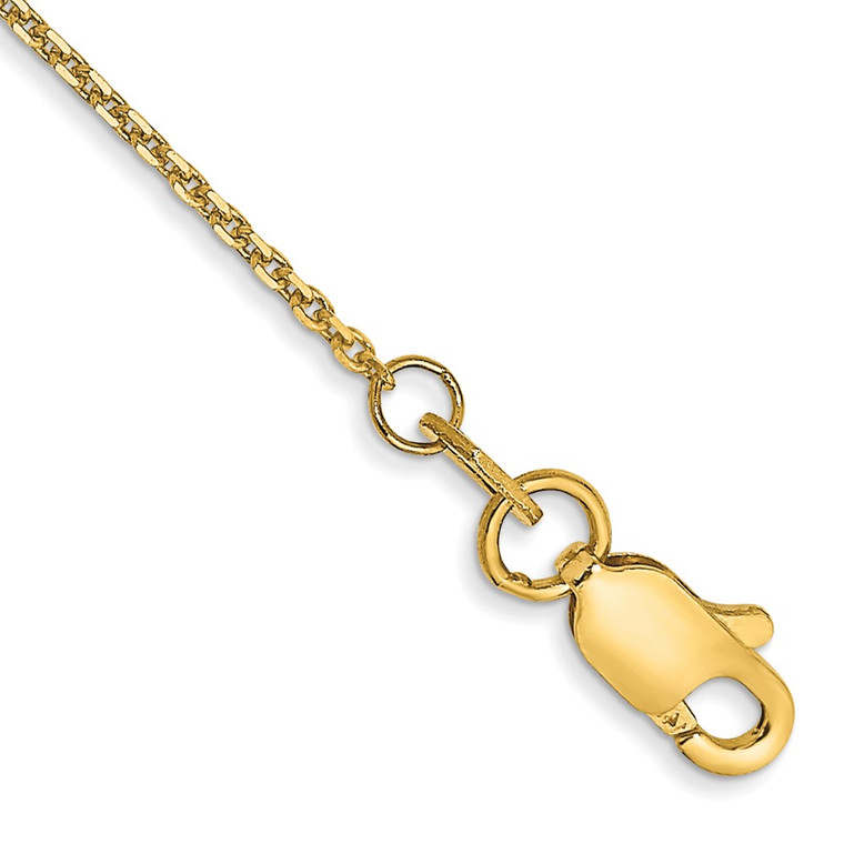 14K 9 inch .95mm Diamond-cut Cable with Lobster Clasp Anklet