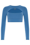 blue long sleeve cut out top