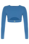 blue long sleeve cut out top