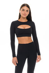 black long sleeve top with cutouts black long sleeve top with cutouts