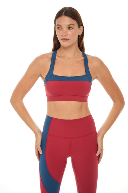 criss cross color block bra red navy criss cross color block bra red navy