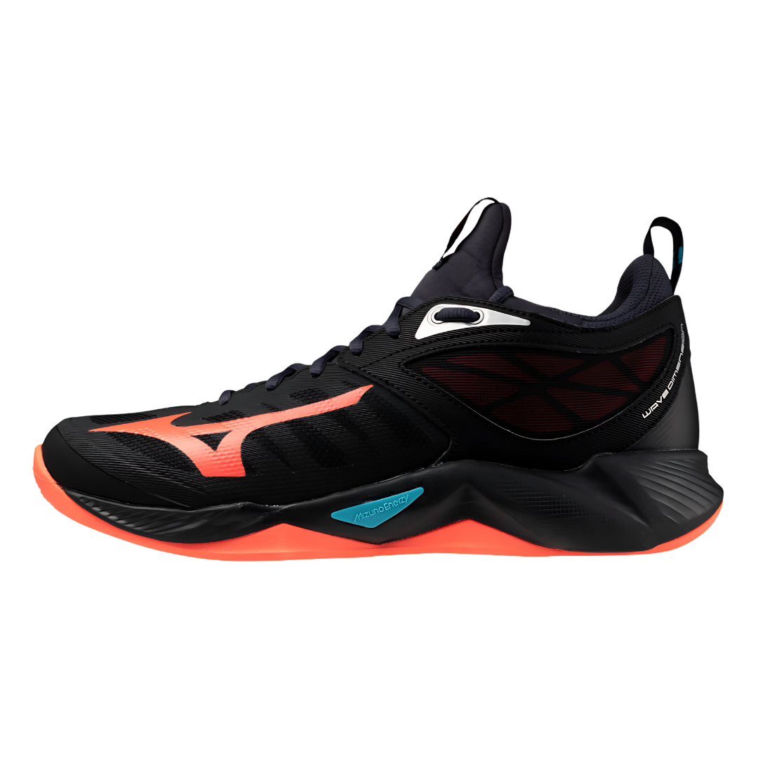 Mizuno Wave Dimension Black / Neon Flame / Peacock Blue