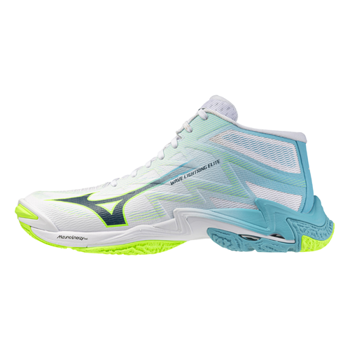Mizuno Wave Lightning Elite MID White / Majolica Blue / Lime Burst [V1GA260590]