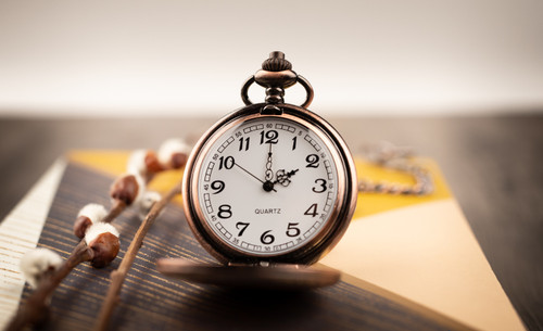 Mens Pocket Watch with Chain - Red Copper