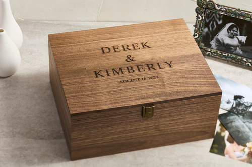 Personalized Walnut Keepsake Box – Custom Engraved Wood Memory Box