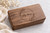Personalized walnut jewelry box featuring custom name and delicate floral engraving on a natural wood lid. An elegant wooden keepsake jewelry organizer and thoughtful gift for a wife, girlfriend, daughter, or loved one for Christmas, Valentine's Day, birthdays, and anniversaries.