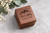 Custom engraved walnut ring box with personalized names, wedding date and mountain design. Wooden jewelry keepsake box for 5th wedding anniversaries, birthdays, engagements and bridal shower gifts.