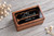 Personalized walnut wedding ring box with clear glass lid, featuring custom UV-printed names and wedding date. This wooden quad ring box holds 2–4 rings in a black velvet interior. Perfect for wedding ceremonies, ring bearers, anniversary gifts, Christmas gifts for your wife, Valentine's Day gifts for her, and personalized wedding keepsakes.