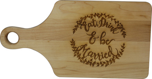 Paddle shaped Maple cutting board with laser engraved personalization