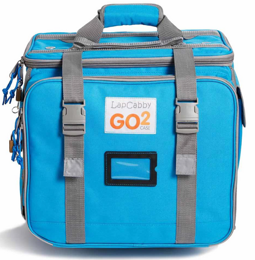 LapCabby GO2 Case 6 Charge Vertical - 6-Device Portable AC Charging Case for Laptops, Tablets, Chromebooks & any other chargeable equipment up to 16" Front View