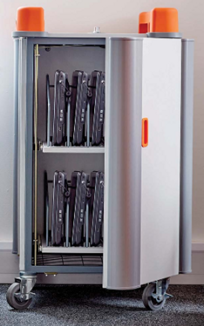 LapCabby 10 Vertical - 10-Device Mobile AC Charging Trolley for Tablets, Laptops & Chromebooks up to 17" Open in Environment View