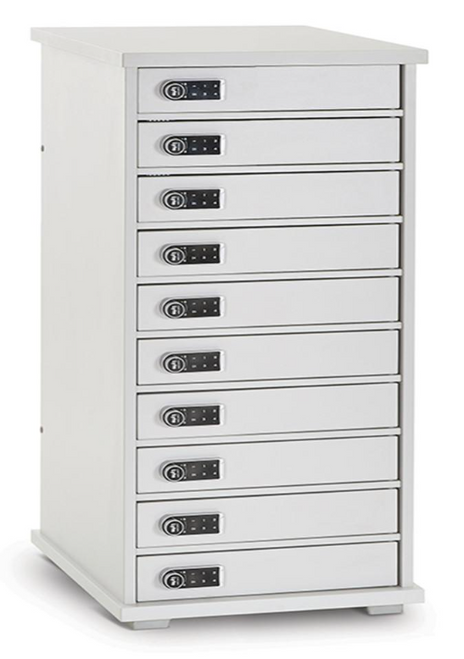 LapCabby Lyte 10 Multi Door Horizontal - 10-Device Static AC Charging Cabinet for Laptops, Tablets & Chromebooks up to 15.6" Front Closed Door View