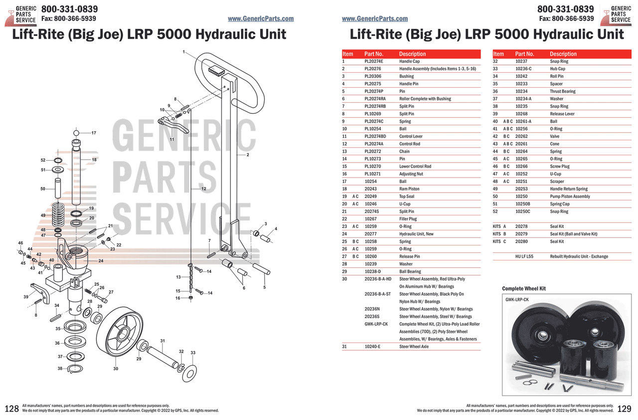 *Lift-Rite (Big Joe) LRP 5000 Hydraulic Unit - Generic Parts Service