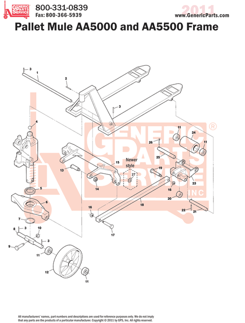 Manual Pallet Jack Parts - 125,000 Replacement Parts - Generic