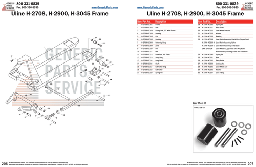 Uline H-1043, H-1193, H-1366, H-1484 Hydraulic Unit Line Drawing
