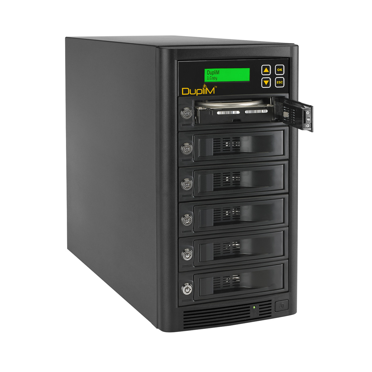 DupliM 1:5 SSD HDD Copy Tower SATA Duplicator Sanitizer Demo