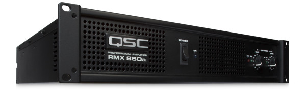 QSC RMX850a Two-Channel Power Amplifier, front view