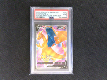 PSA 9 Pokemon Charizard V SWSH050 Champion's Path Elite Trainer Box Black Star Promo