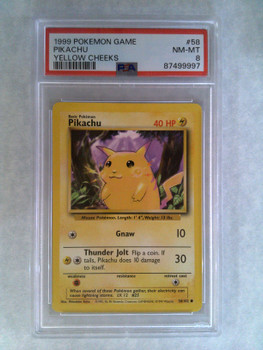 Pokemon: PSA 8 Yellow Cheeks Pikachu Base Set #58