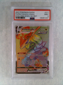 Pokemon: PSA 9 Rayquaza Vmax Secret Rare Evolving Skies #217