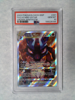 Pokemon PSA 10 Lucario VStar Crown Zenith ETB Promo SWSH291