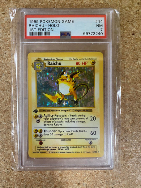 PSA 7 Pokemon Raichu 1st Edition Base Set Holo #14