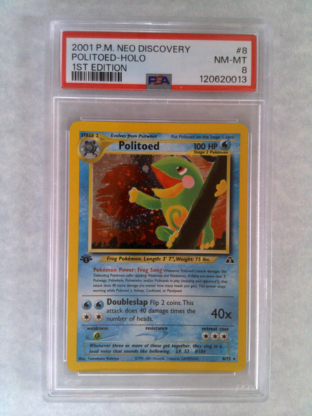 PSA 8 Pokemon 1st Edition Politoed holo Neo Discovery #8