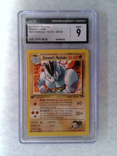 Pokemon CGC 9 Giovanni's Machoke Gym Challenge 1st Edition 42/132