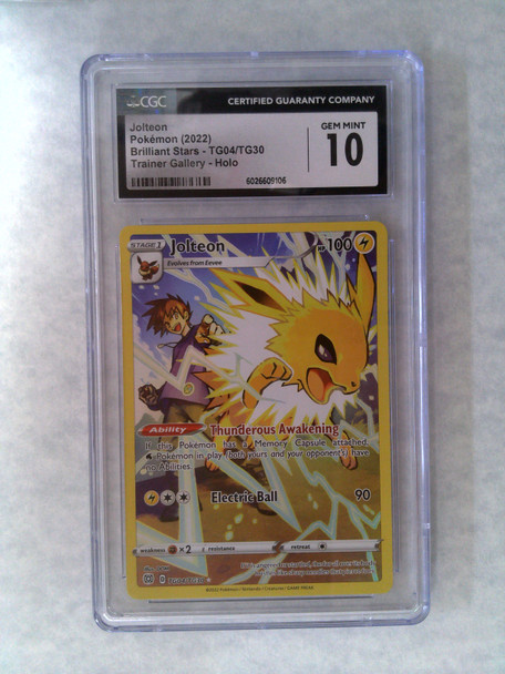Pokemon CGC 10 Gem Mint Jolteon Brilliant Stars TG04/TG30