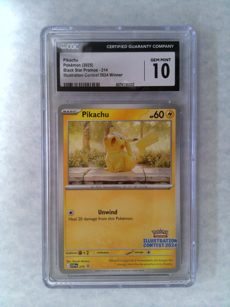 Pokemon CGC 10 Gem Mint Pikachu Illustration Contest Winner 2024 Promo 214