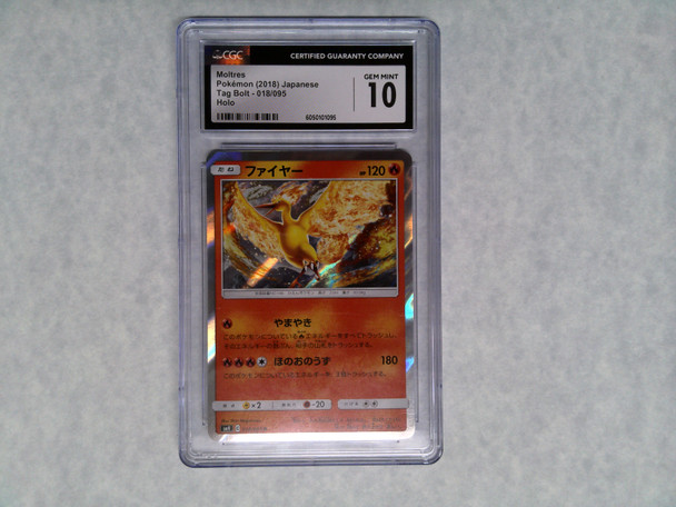 Pokemon Japanese CGC 10 Gem Mint Moltres Tag Bolt Holo 018/095
