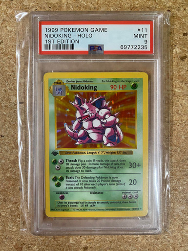 PSA 9 Pokemon Nidoking 1st Edition Base Set Holo #11 - Card