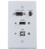 Cables to Go 39706 HDMI, VGI, 3.5mm Audio & USB Single Gang Wall Plate - White