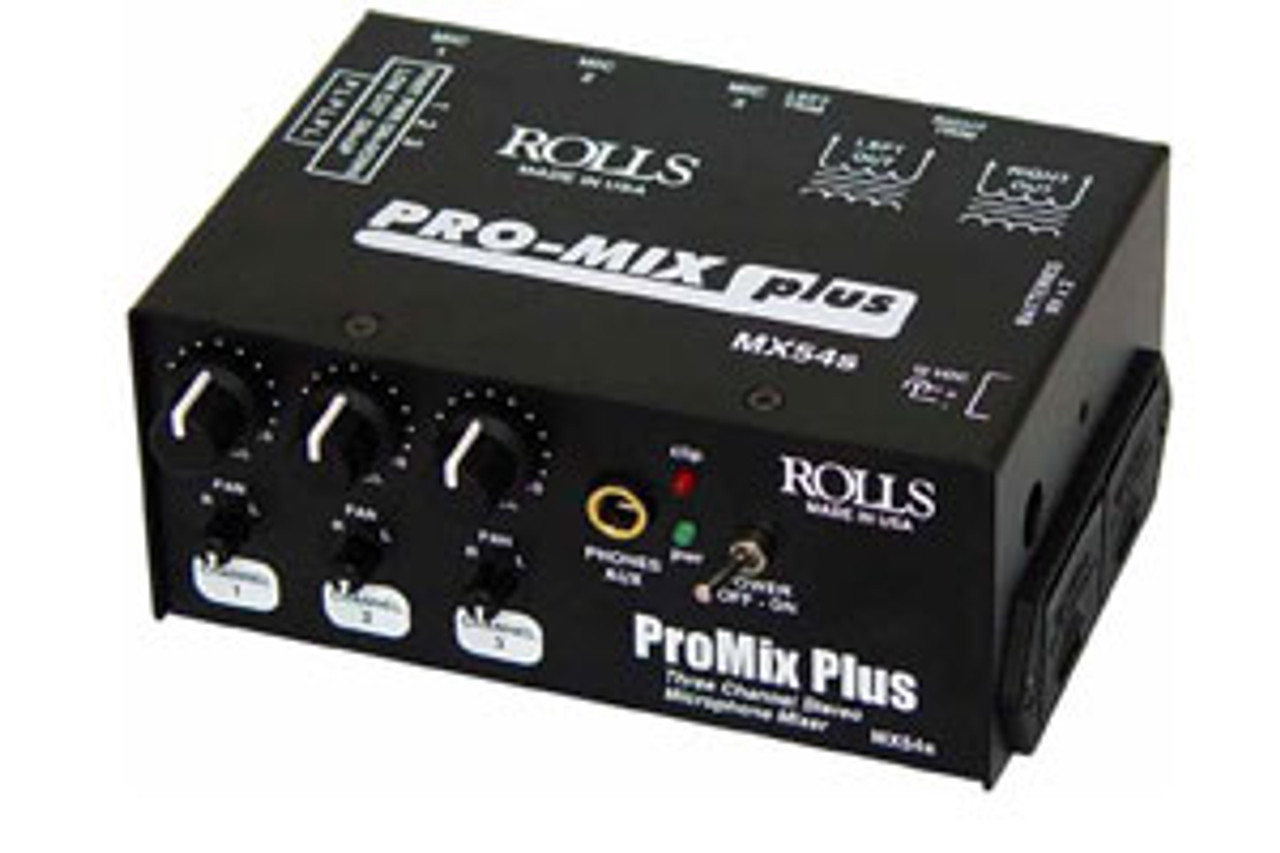 Rolls MX54s Pro-Mix Plus 3-Channel Stereo Microphone Mixer