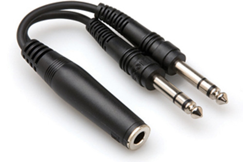 Hosa YPP-308 Audio Y-Cable, 1/4" TRS (F) - Two 1/4" TRS (M), 6 in