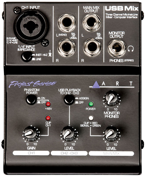 ART USBMix Three Channel USB Mixer and Computer Audio Interface